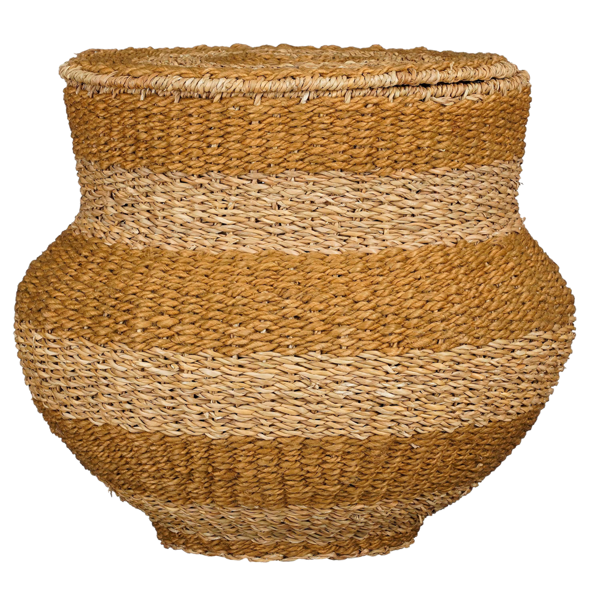 Tacoma Opbergmand met Deksel - H48 x Ø55 cm - Jute - Geel
