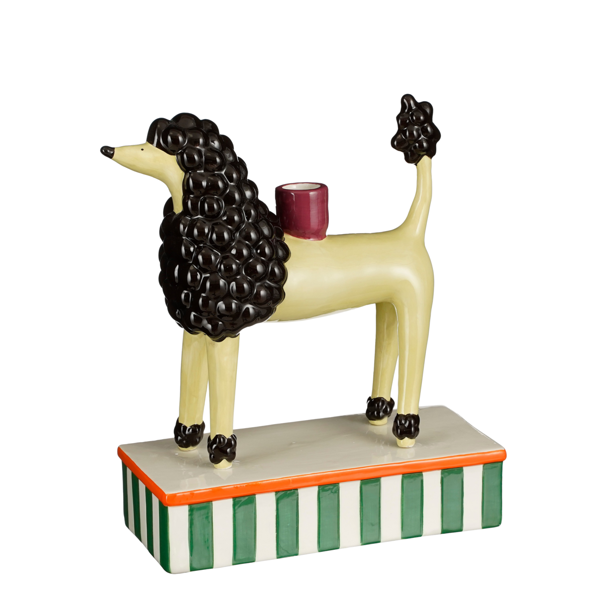 Kandelaar Hond - L24 x B11 x H29 cm - Keramiek - Lichtgeel