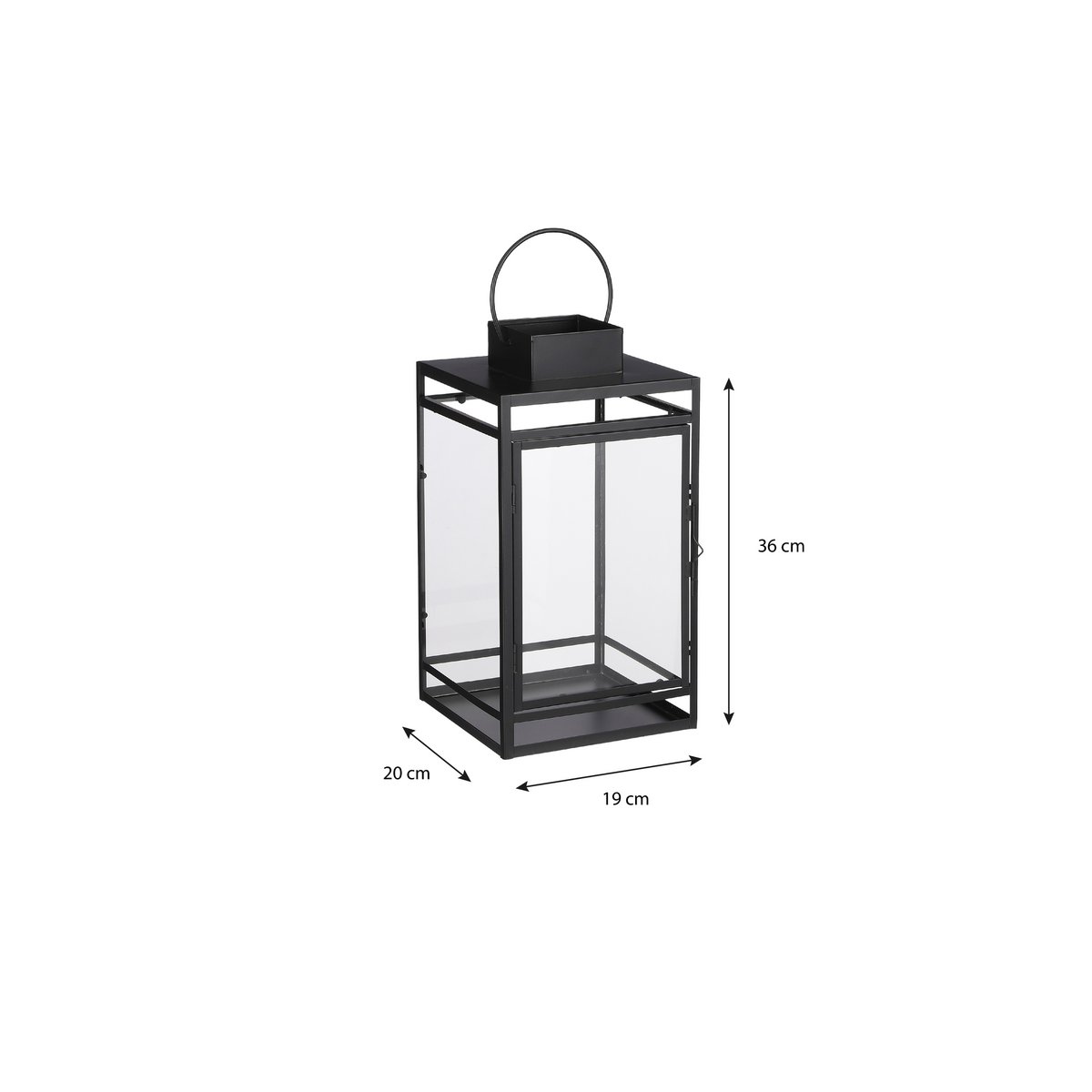 Storm Lantaarn - L20 x B19 x H36 cm - Zwart