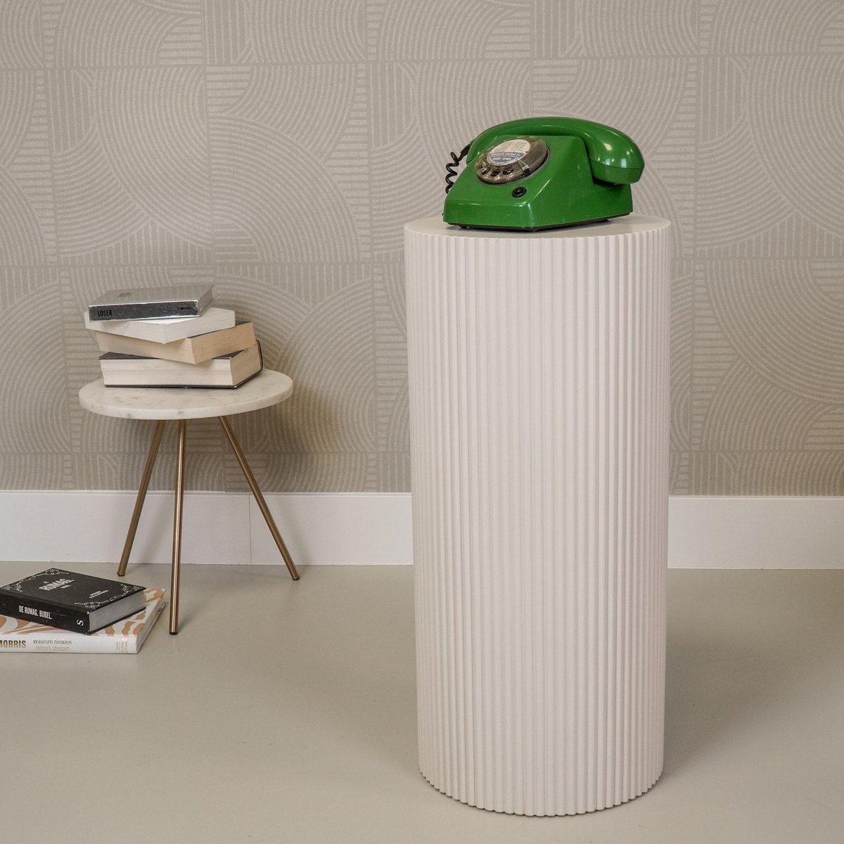 Bijzettafel / pilaarcilinder - MDF - zand - 30x65cm