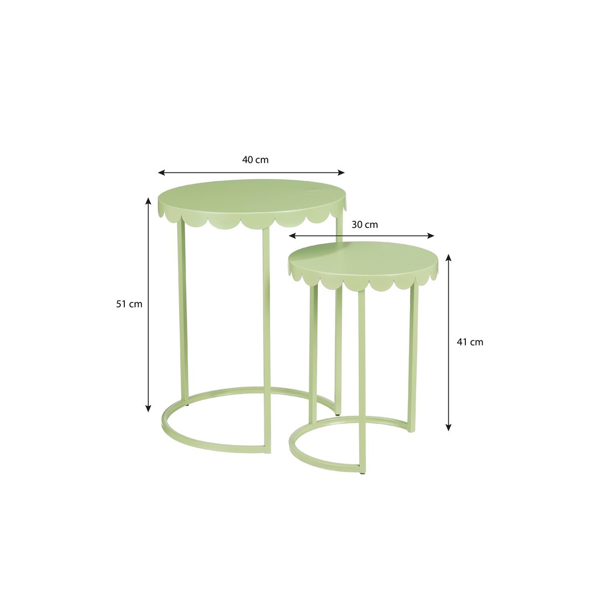 Lara Bijzettafel - Set van 2 - H51 x Ø40 cm - Metaal - Mintgroen