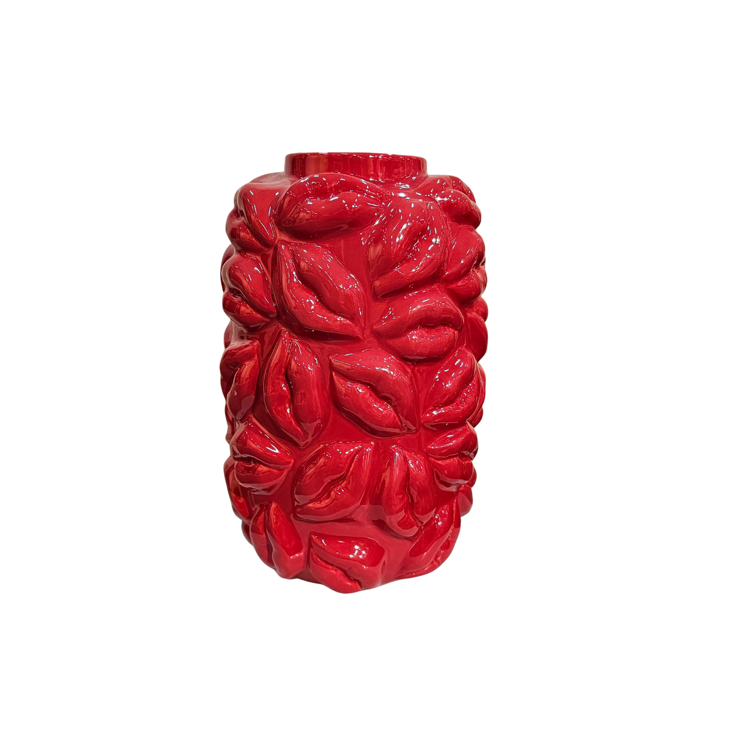 Vaas - Kusjes - Keramiek - Rood - 17x17x27cm