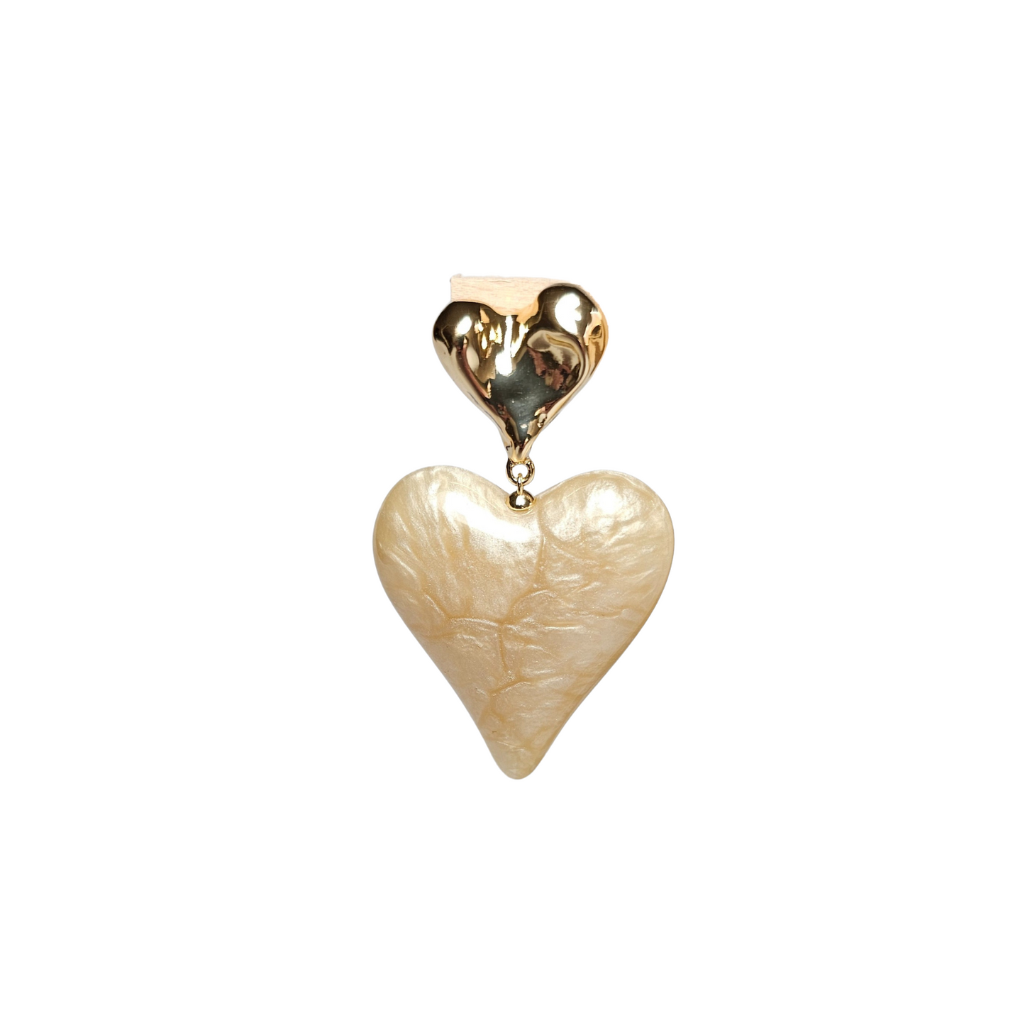 Oorbel hart beige