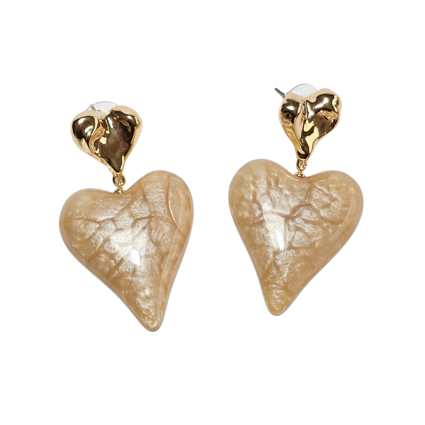Oorbel hart beige