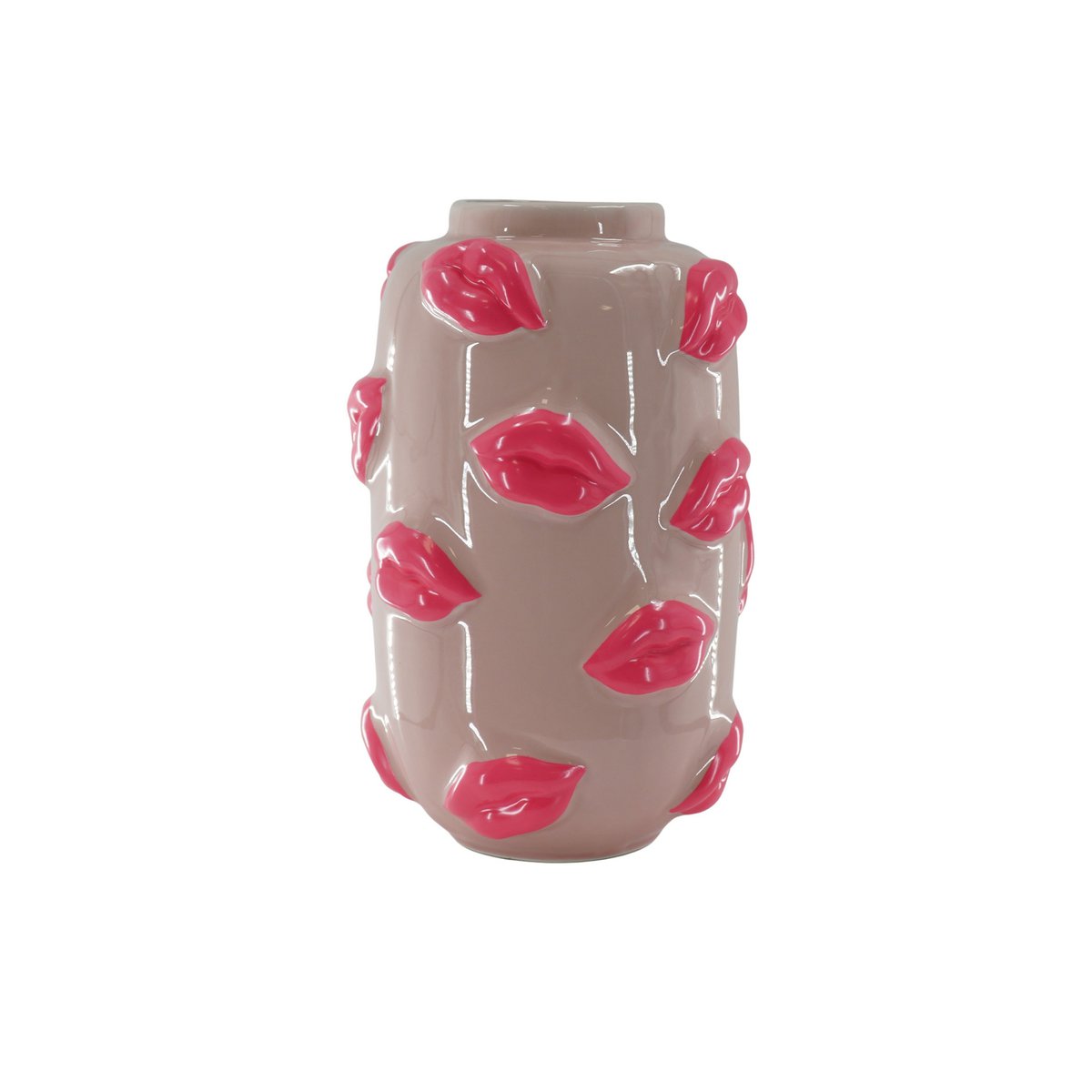 Vaas - Kusjes - Keramiek - Roze - 17x17x27cm