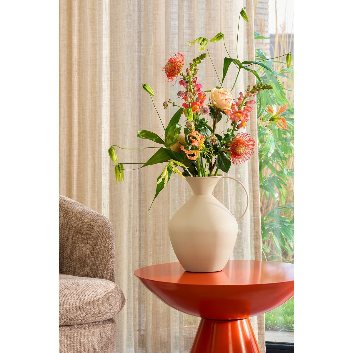 Celise Bijzettafel - H44 x Ø59 cm - Metaal - Oranje