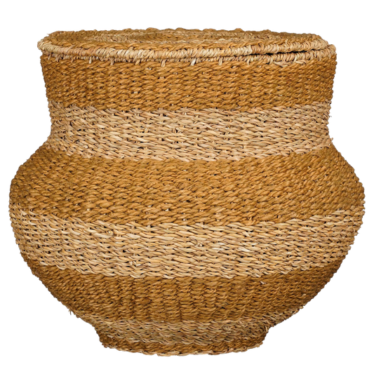 Tacoma Opbergmand met Deksel - H48 x Ø55 cm - Jute - Geel