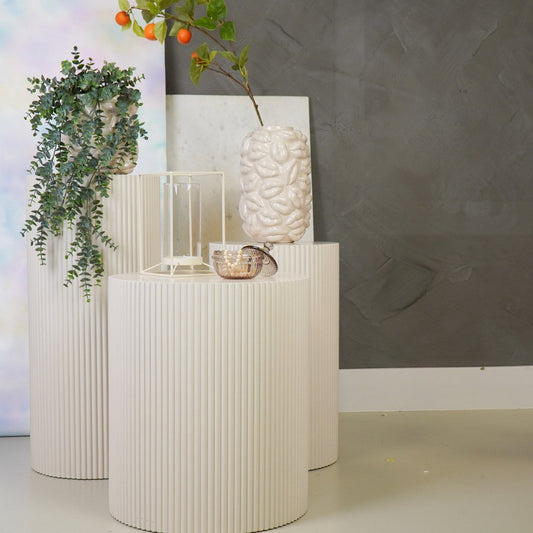 Bijzettafel - cilinder- MDF - zand - 39x45cm
