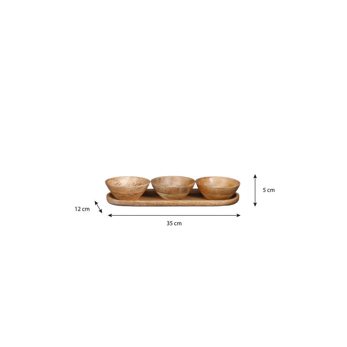 Tomar Schaaltjes en Dienblad - L35 x B12 x H5 cm - 100% FSC Mangohout - Lichtbruin