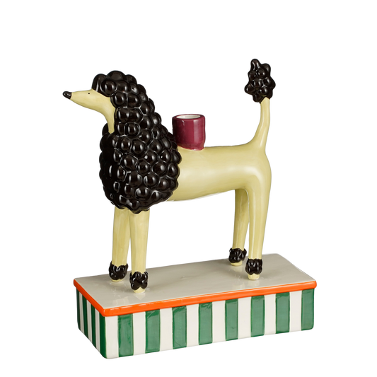 Kandelaar Hond - L24 x B11 x H29 cm - Keramiek - Lichtgeel