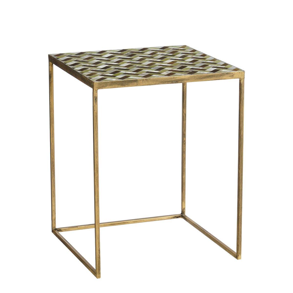 Alanza Bijzettafel Buiten - Set van 2 - L38 x B38 x H48 cm - Metaal - Groen