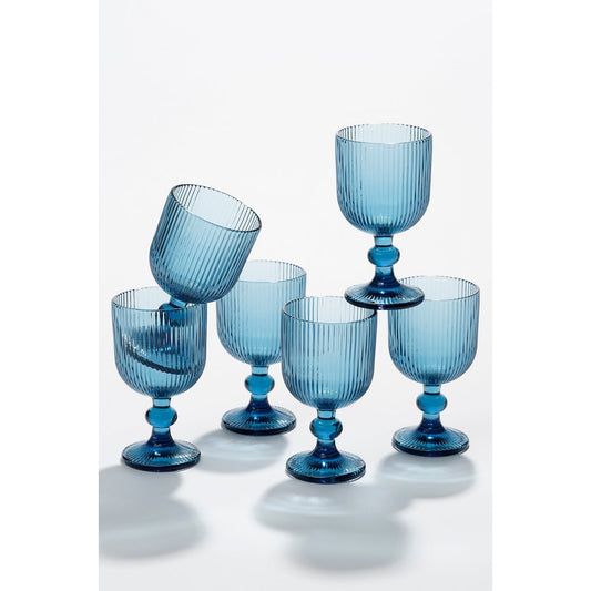 Merlot Wijnglas - Set van 6 - 250 ml - Glas - Blauw