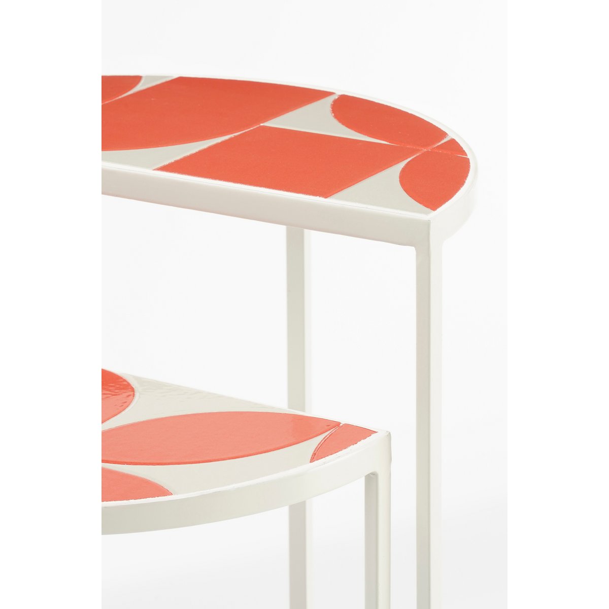 Bologna Bijzettafel Buiten - Set van 2 - L45 x B23 x H58 cm - Metaal - Rood
