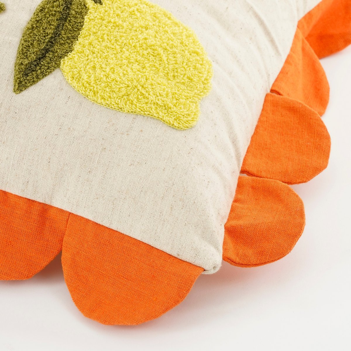 Lemons Sierkussen - L65 x B45 x H10 cm - Katoen - Off-White, Geel, Oranje