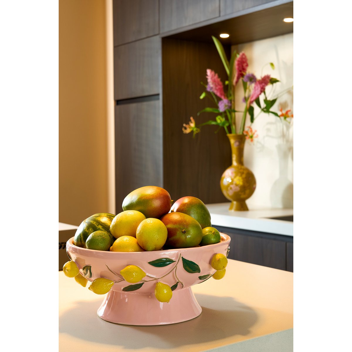 Melika Decoratie Schaal - H16 x Ø39 cm - Keramiek - Lichtroze