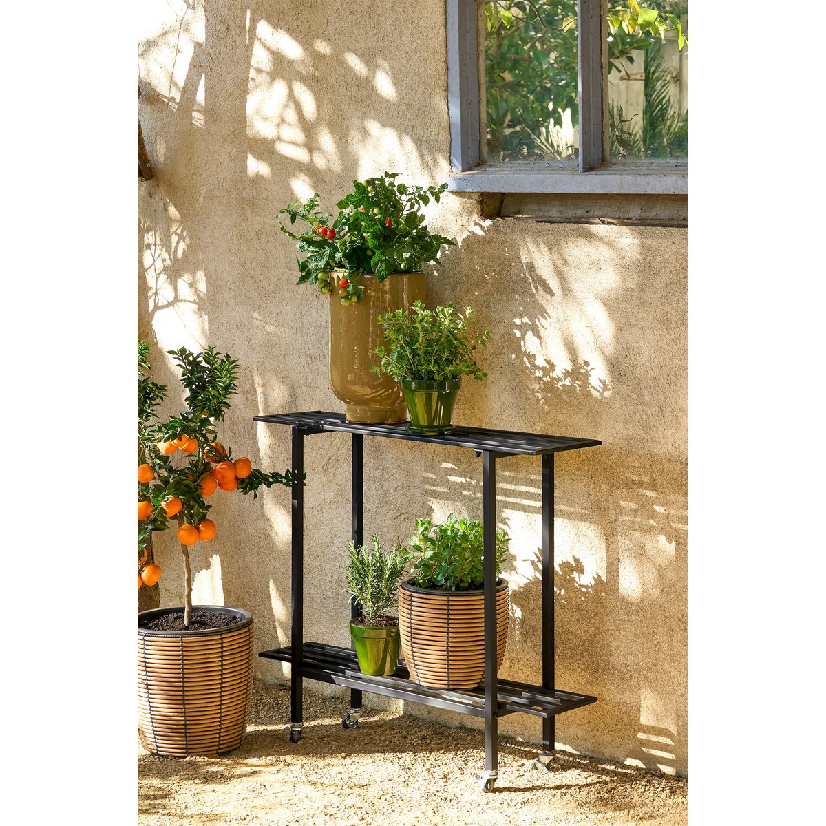 Durban Bloempot Buiten - Set van 3 - H36 x Ø40 cm - Gerecycled Plastic - Bruin