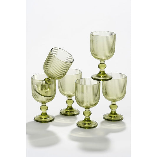 Merlot Wijnglas - Set van 6 - 250 ml - Glas - Lichtgroen