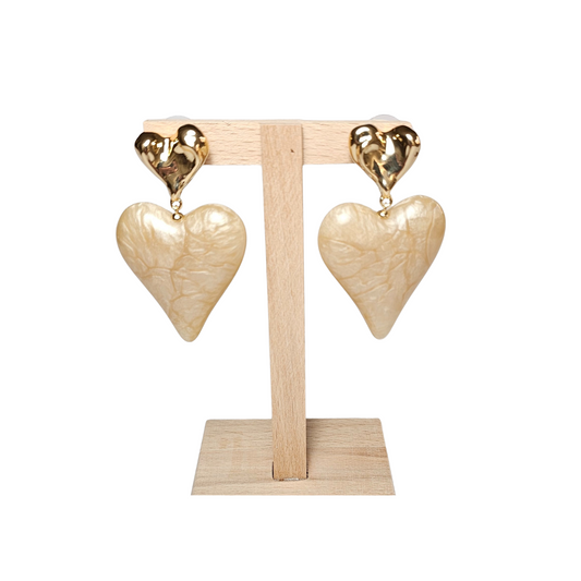 Oorbel hart beige