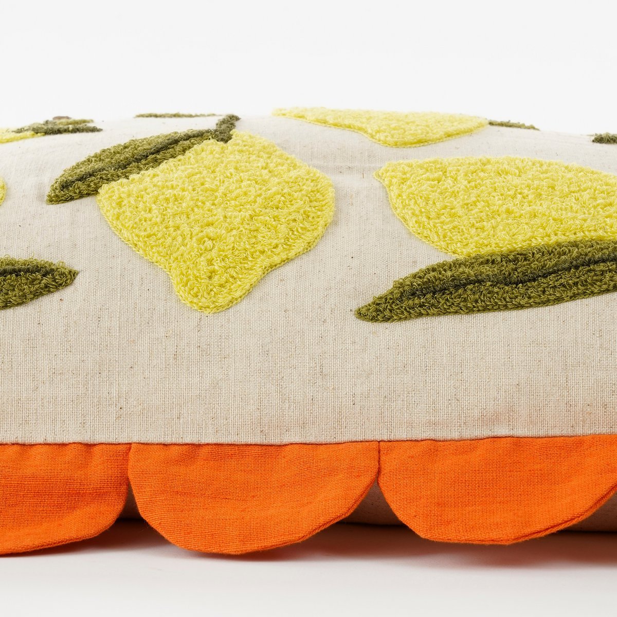 Lemons Sierkussen - L65 x B45 x H10 cm - Katoen - Off-White, Geel, Oranje