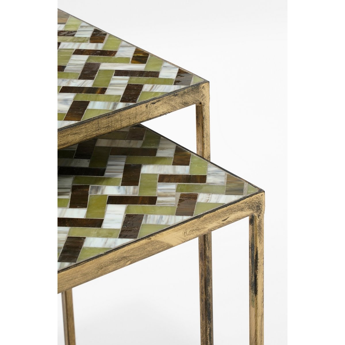 Alanza Bijzettafel Buiten - Set van 2 - L38 x B38 x H48 cm - Metaal - Groen