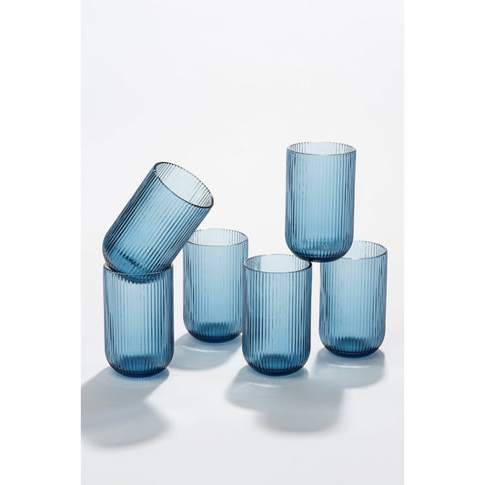 Merlot Drinkglas - Set van 6 - 400 ml - Glas -Blauw