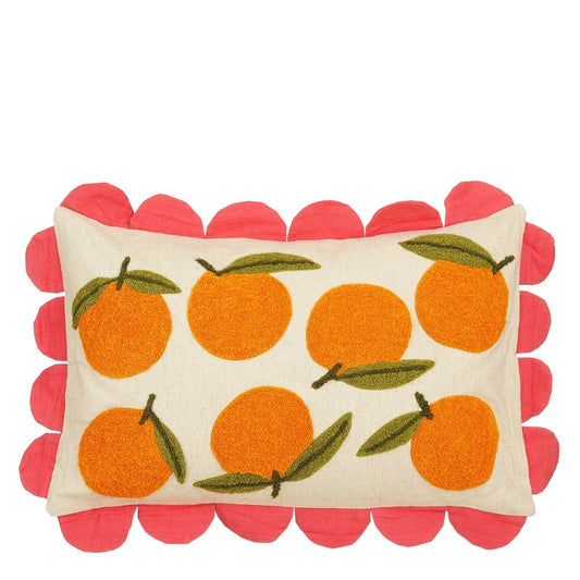 Oranges Sierkussen - L65 x B45 x H10 cm - Katoen - Off-White, Oranje, Roze