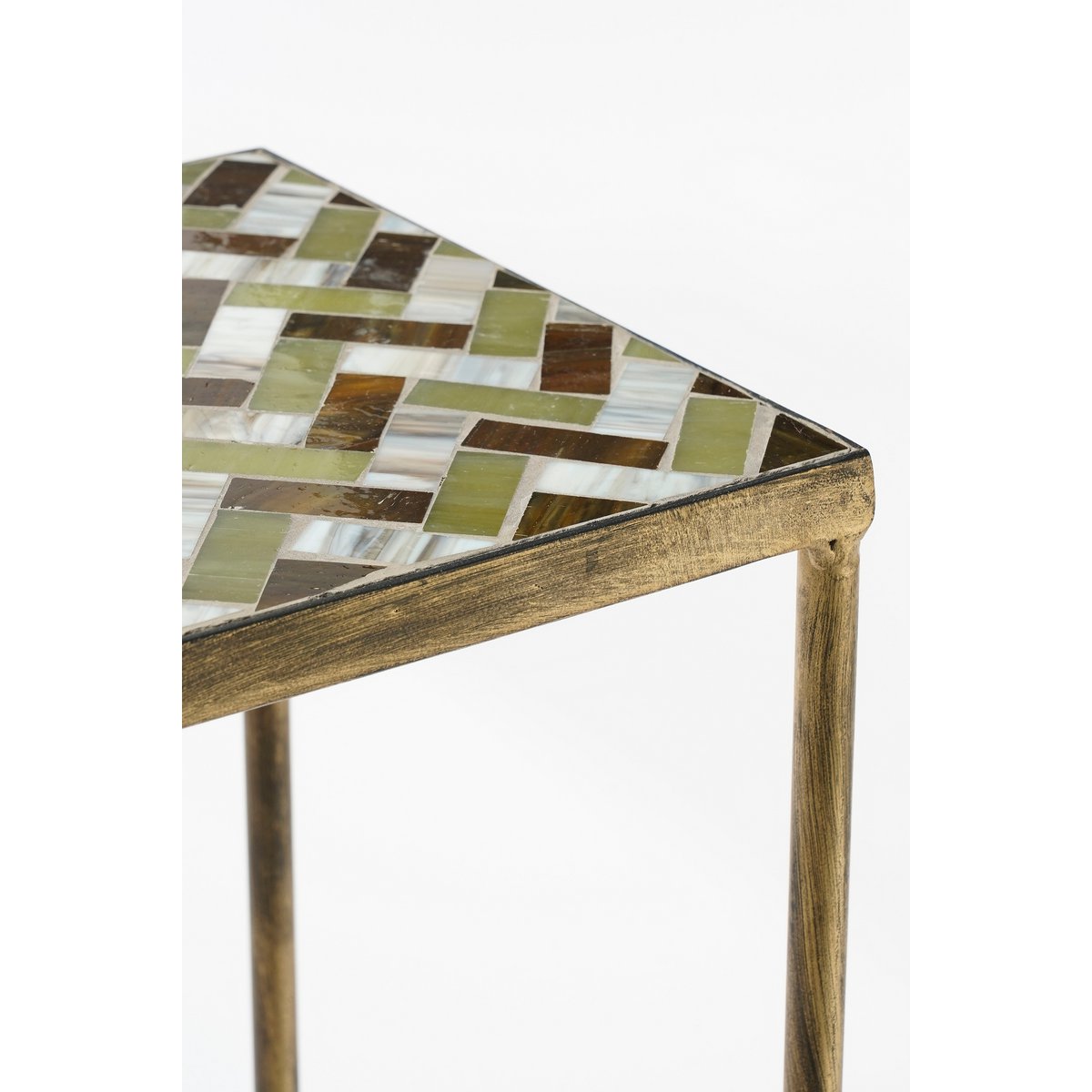 Alanza Bijzettafel Buiten - Set van 3 - L28 x B28 x H67 cm - Metaal - Groen