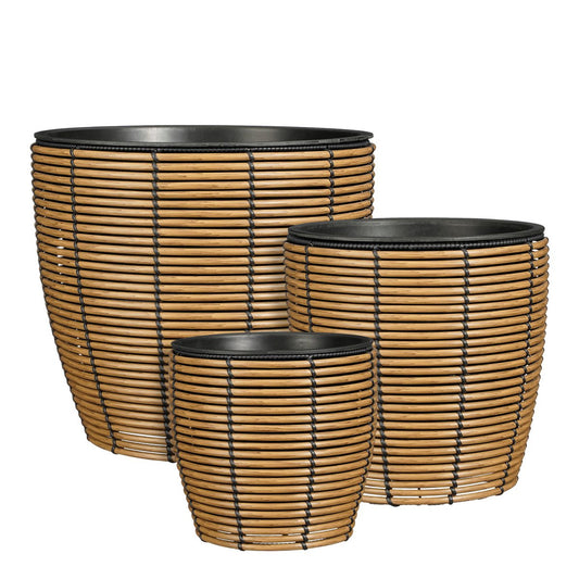 Durban Bloempot Buiten - Set van 3 - H36 x Ø40 cm - Gerecycled Plastic - Bruin