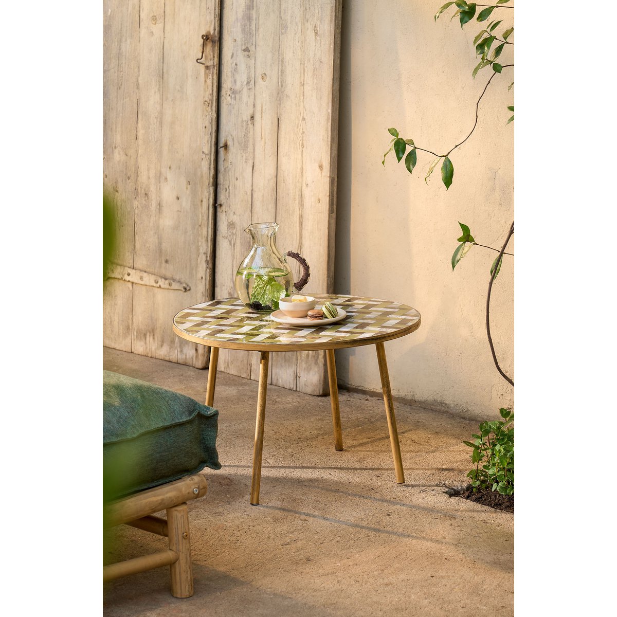 Alanza Bijzettafel Buiten - H38 x Ø58 cm - Metaal - Groen